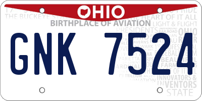OH license plate GNK7524