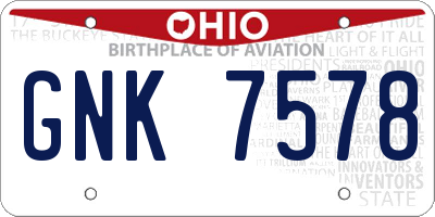 OH license plate GNK7578