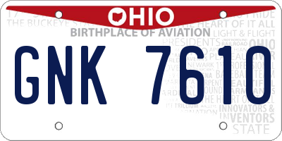 OH license plate GNK7610