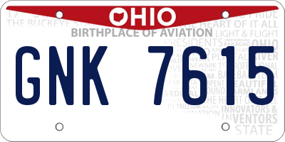 OH license plate GNK7615