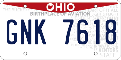 OH license plate GNK7618