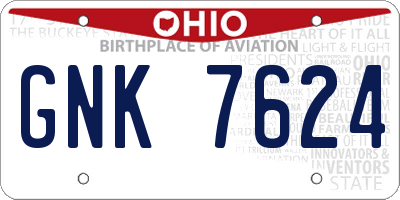 OH license plate GNK7624