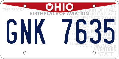 OH license plate GNK7635