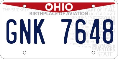 OH license plate GNK7648