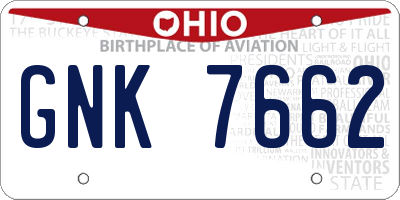 OH license plate GNK7662