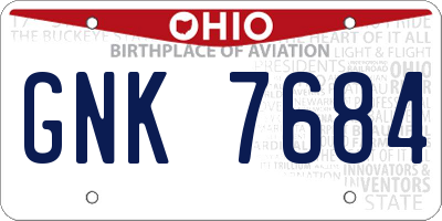 OH license plate GNK7684