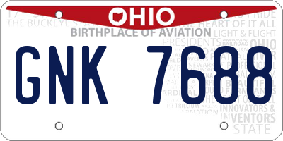 OH license plate GNK7688