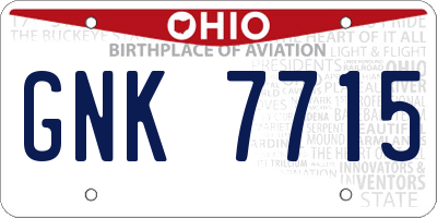 OH license plate GNK7715