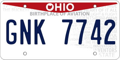 OH license plate GNK7742