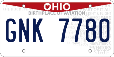 OH license plate GNK7780