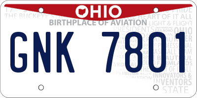 OH license plate GNK7801