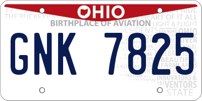 OH license plate GNK7825
