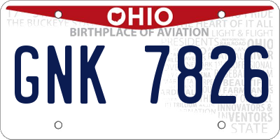 OH license plate GNK7826