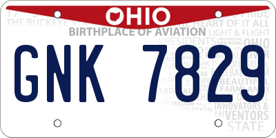 OH license plate GNK7829