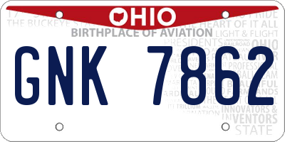 OH license plate GNK7862