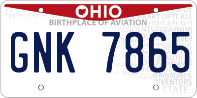 OH license plate GNK7865