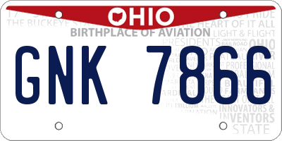 OH license plate GNK7866
