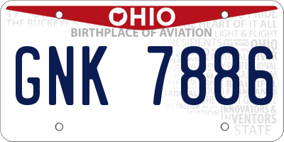 OH license plate GNK7886