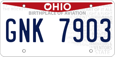 OH license plate GNK7903