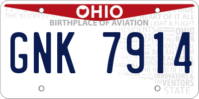 OH license plate GNK7914