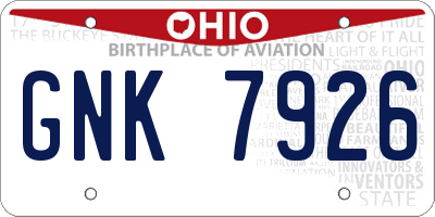 OH license plate GNK7926