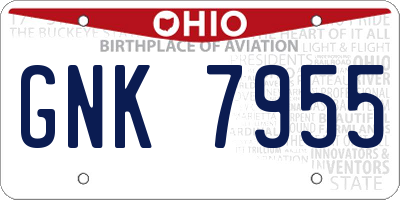 OH license plate GNK7955