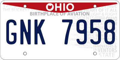 OH license plate GNK7958