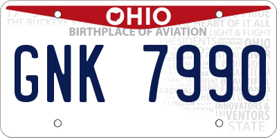 OH license plate GNK7990