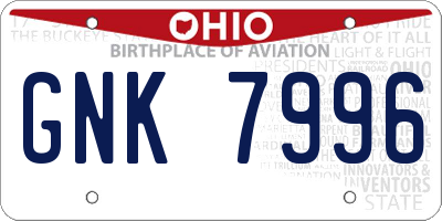 OH license plate GNK7996