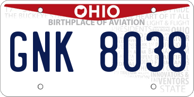 OH license plate GNK8038