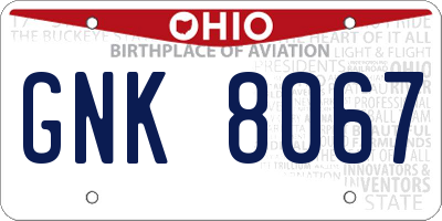OH license plate GNK8067