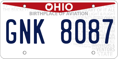 OH license plate GNK8087