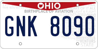 OH license plate GNK8090