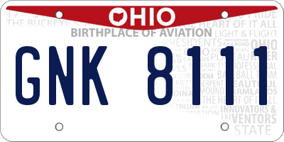 OH license plate GNK8111