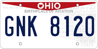 OH license plate GNK8120