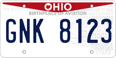 OH license plate GNK8123