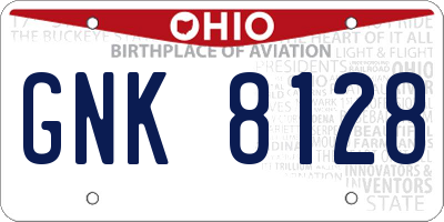 OH license plate GNK8128