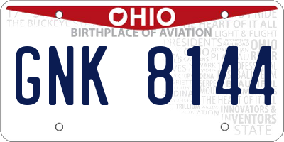 OH license plate GNK8144