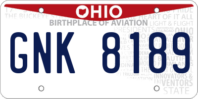 OH license plate GNK8189