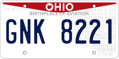 OH license plate GNK8221