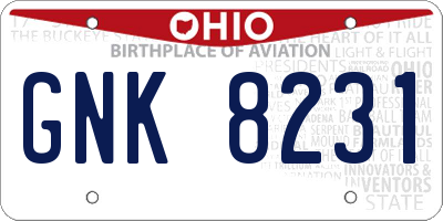 OH license plate GNK8231
