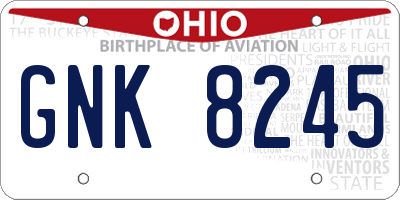 OH license plate GNK8245