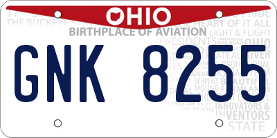 OH license plate GNK8255