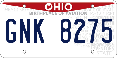 OH license plate GNK8275