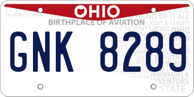 OH license plate GNK8289
