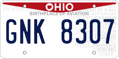 OH license plate GNK8307