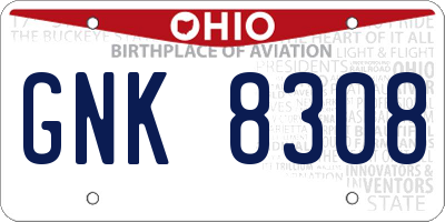 OH license plate GNK8308