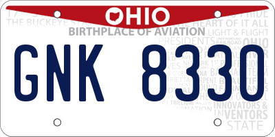 OH license plate GNK8330