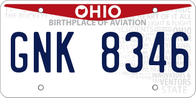 OH license plate GNK8346