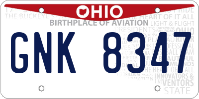 OH license plate GNK8347